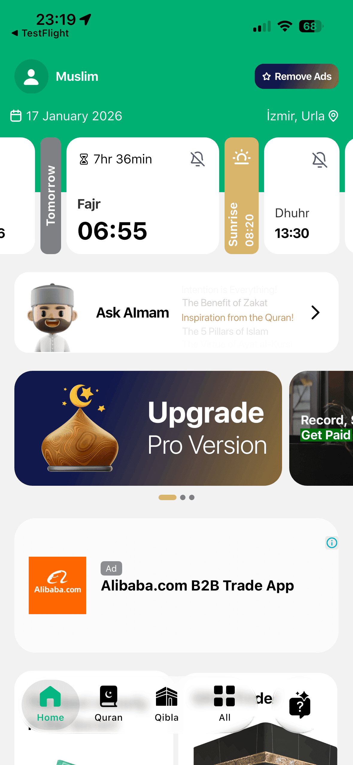 Prayer times & azan alerts